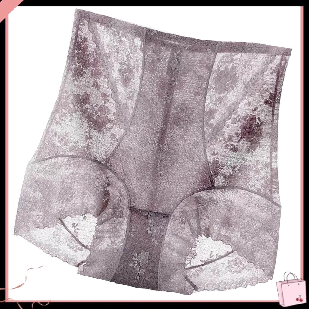{Soltweter} Quần Lót Nữ Xuyên Thấu Thoáng Khí Màu Trơn Lưng Cao Phối Ren Mềm Mại Thêu Hoa