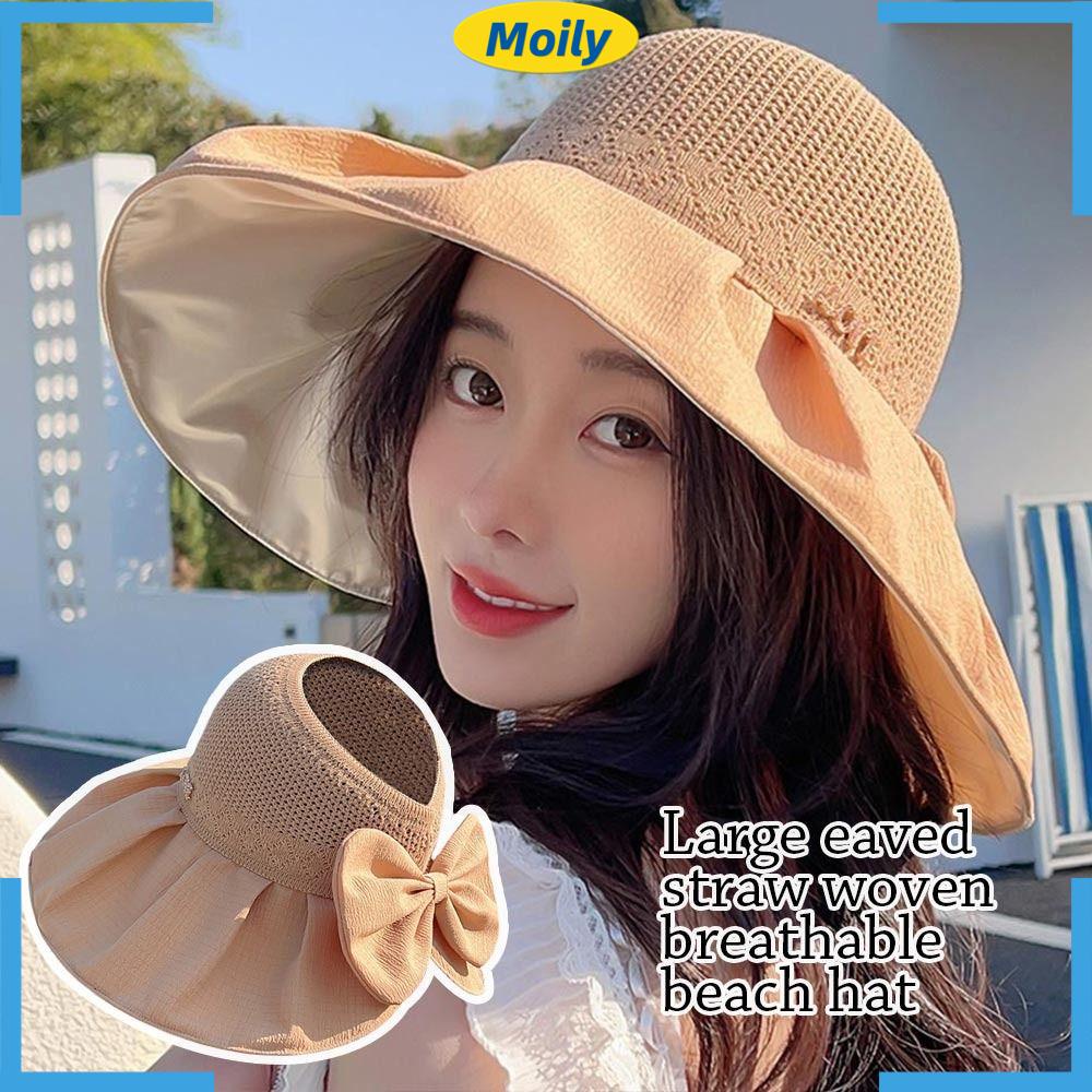MOILYVN Mũ Cói Rộng Vành Chống Tia UV Cao Cấp Thời Trang Dành Cho Mùa Hè