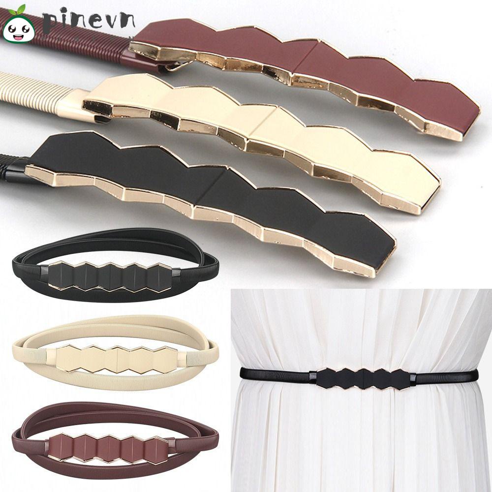 PINEVN Thắt Lưng Co Giãn Họa Tiết Hình Học Bằng Kim Loại Cho Nữ