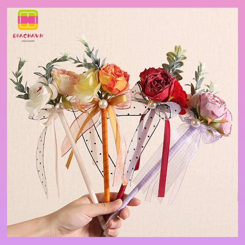 DIACHAVN Bút Bi Hình Hoa Hồng Thắt Nơ Xinh Xắn