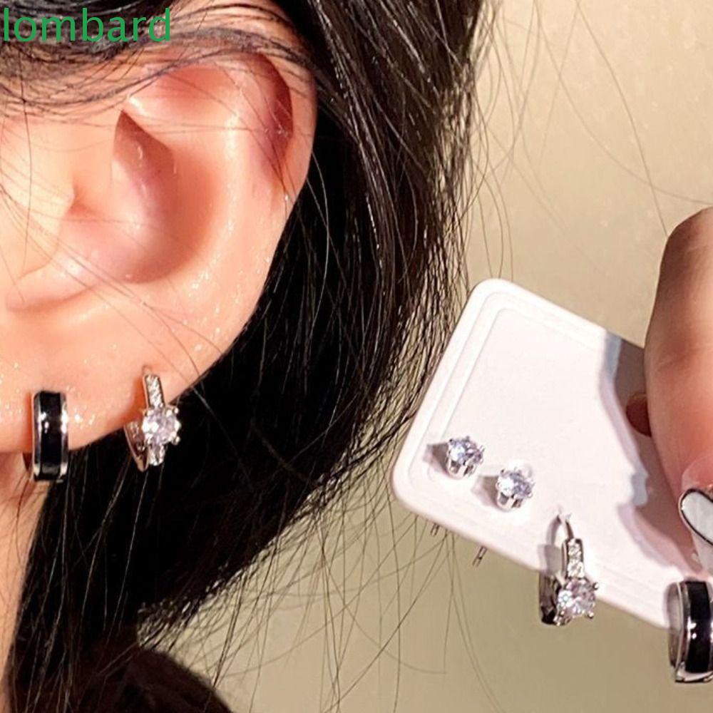 LOMBARD Bông Tai Hình Trái Tim Thời Trang Sang Trọng Cho Nữ