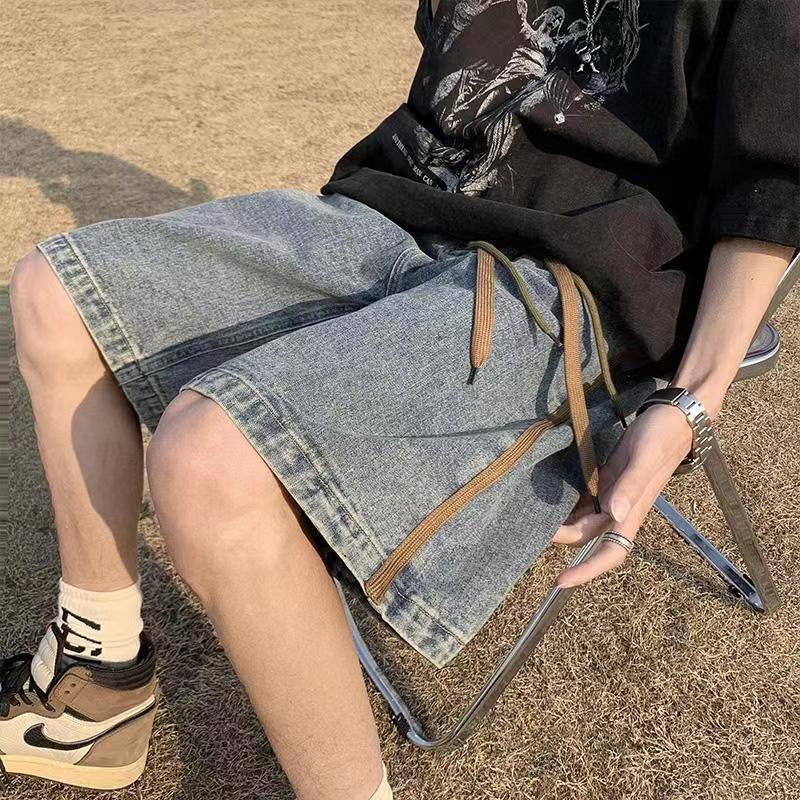 Quần Short Denim Dáng Rộng Phong Cách Retro Đường Phố Thời Trang Mùa Hè Cho Nam