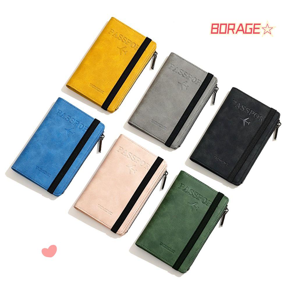 BORAG Bao Da PU Siêu Mỏng Đa Năng Có Khóa Kéo Dùng Đựng Hộ Chiếu / Tiền Tiện Dụng