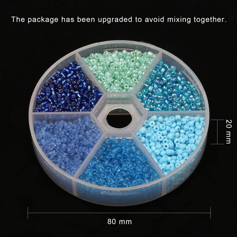 Túi 60g Hạt Thủy Tinh Màu Xanh Dương Gradient 2mm / 4mm Làm Vòng Tay Thủ Công