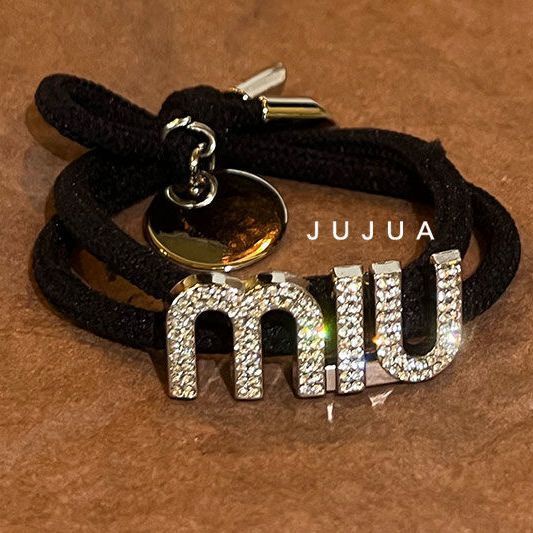 Dây Buộc Tóc Đính Chữ Siêu Lấp Lánh Kiểu Retro Sang Trọng