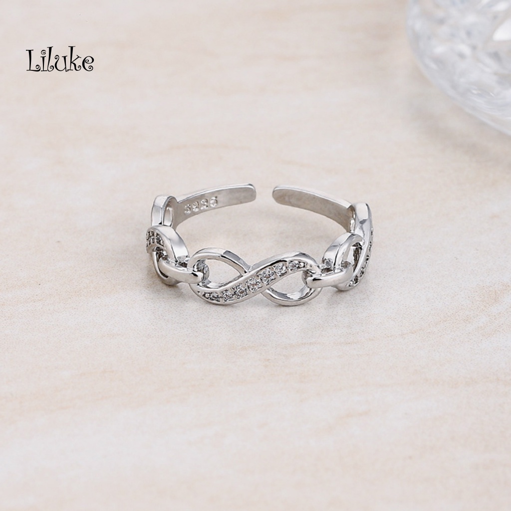 Nhẫn Hợp Kim Hở Trang Trí Hình Số 8 Đính Đá Thời Trang Cho Nữ