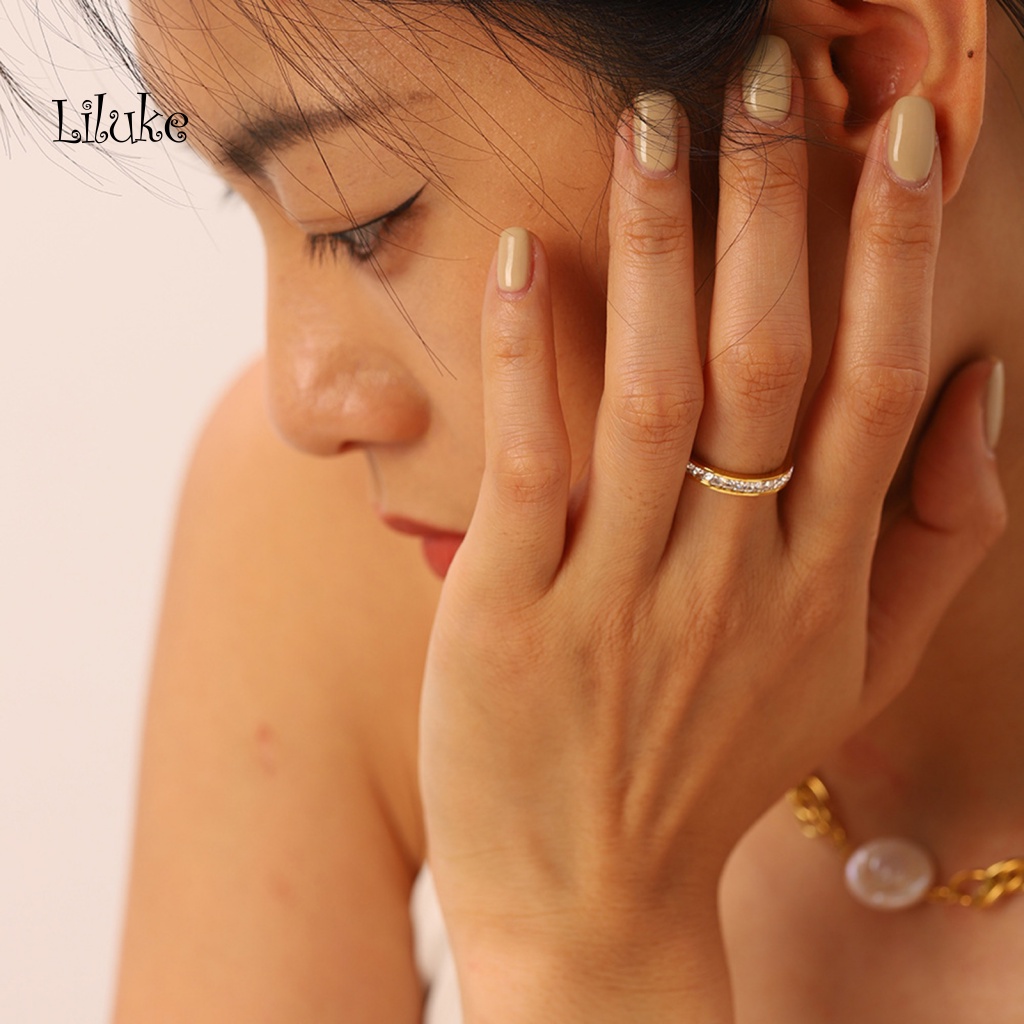 Nhẫn Đôi Mặt Vuông Đính Đá Sang Trọng Thời Trang