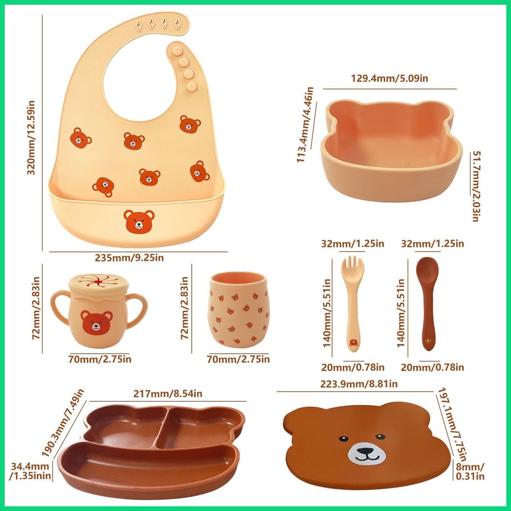 Bộ Dụng Cụ Ăn Bằng Silicone An Toàn Cho Trẻ Em