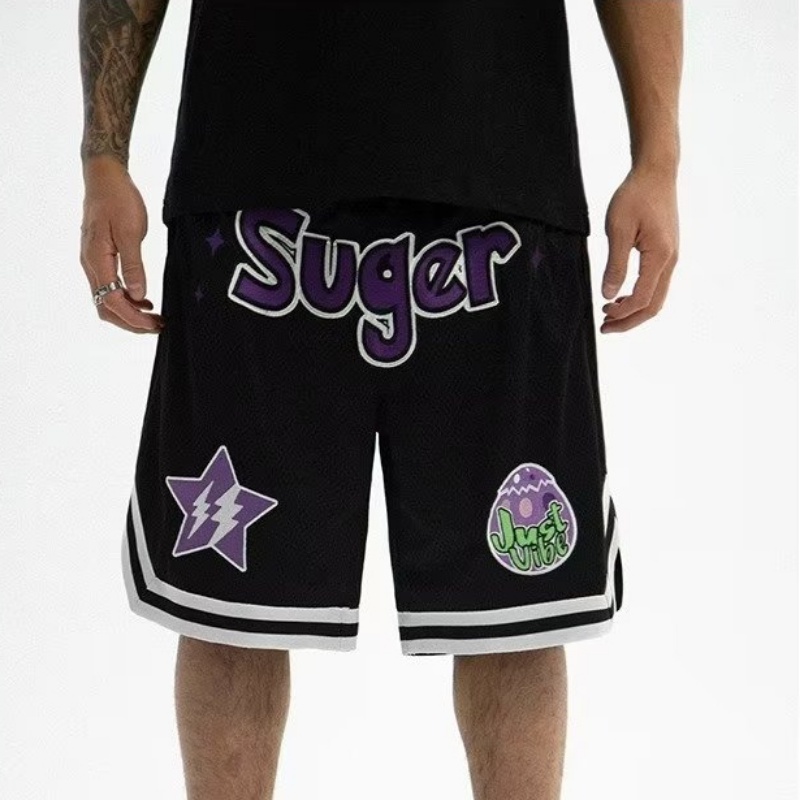 Quần Short Thể Thao Phối Lưới Thêu Họa Tiết Phong Cách Mới Cho Nữ