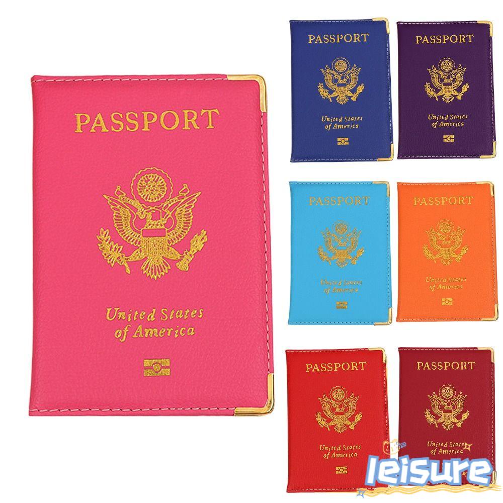 LEISURE Bao Da PU Màu Hồng Đựng Hộ Chiếu Họa Tiết Hoa Kỳ Dễ Thương Dành Cho Bạn Nữ