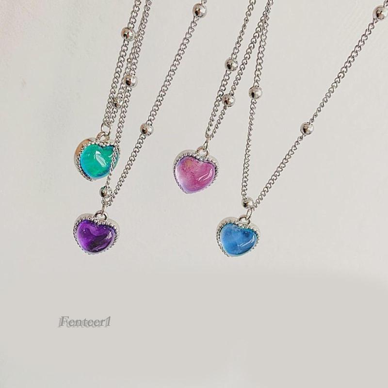 Vòng cổ Kim Loại Mặt Trái Tim Thay Đổi Màu Sắc Theo Nhiệt Độ