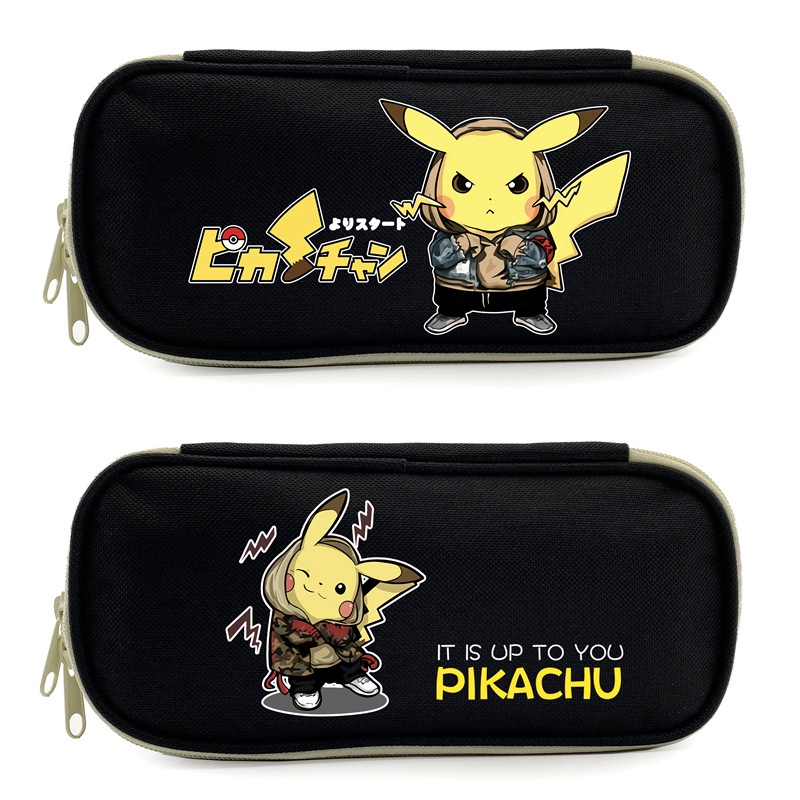Túi Đựng Bút Vải Canvas In Hình Pikachu Dễ Thương Cho Học Sinh