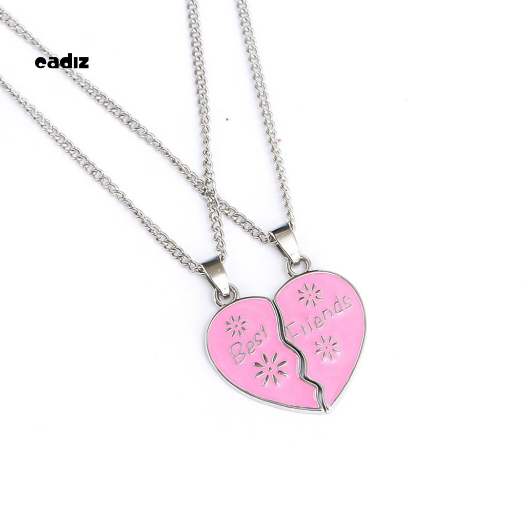 Bộ 2 Vòng cổ Mặt Trái Tim Khắc Chữ Best Friends Độc Đáo