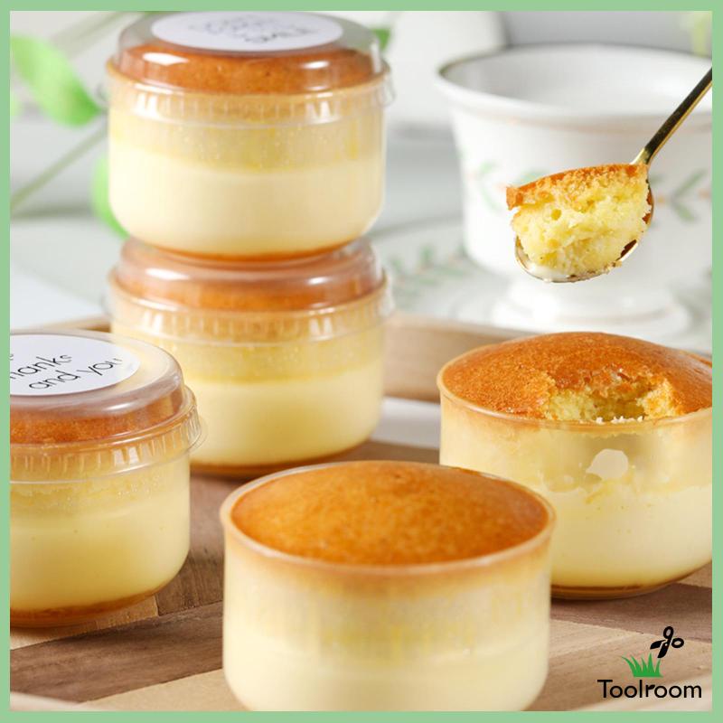 Bộ 50 Cốc Đựng Kem / Bánh Tráng Miệng Dùng Một Lần Màu Trong Suốt Có Nắp Đậy Dùng Trong Lò Vi Sóng