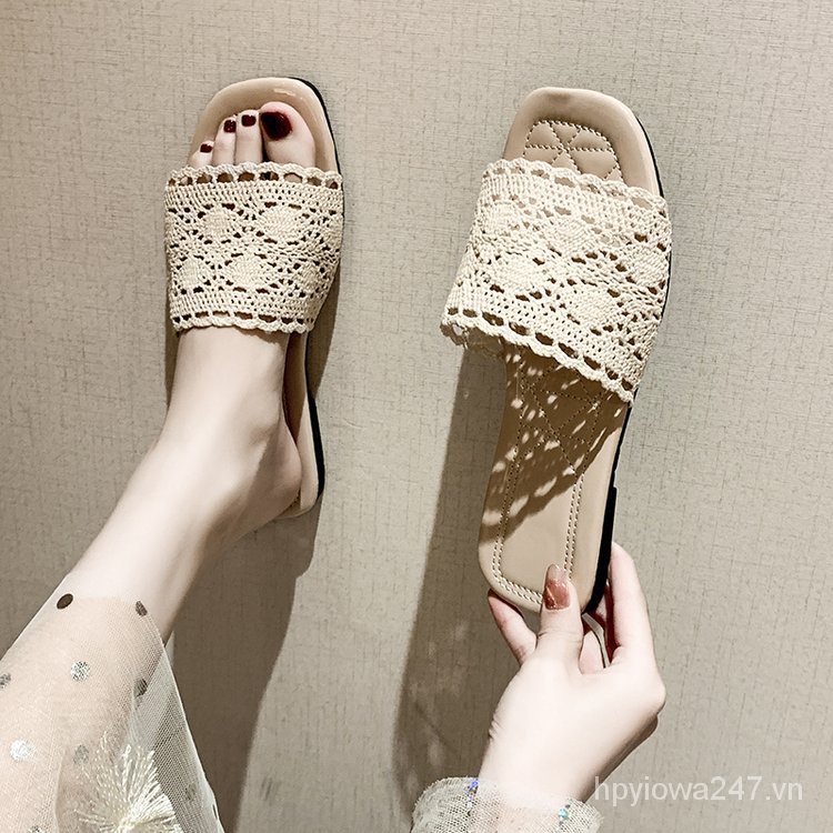 Giày Sandal Bằng Cao Su PU Đế Phẳng Phong Cách Mới 2023