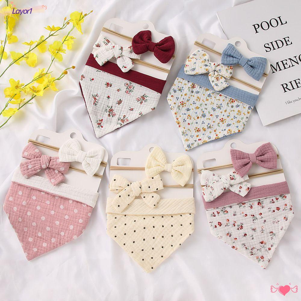 LAYOR1 Set 3 Yếm Ăn Họa Tiết Bươm Bướm Xinh Xắn Dành Cho Các Bé