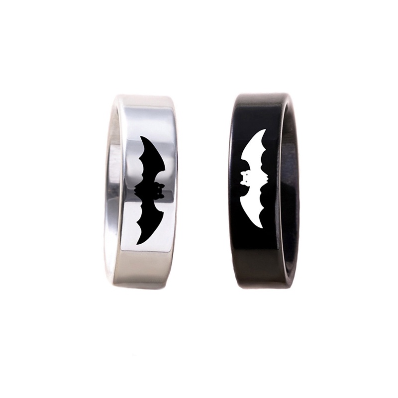 Ygt Nhẫn Đôi Bằng Thép Không Gỉ Họa Tiết Dơi Thời Trang