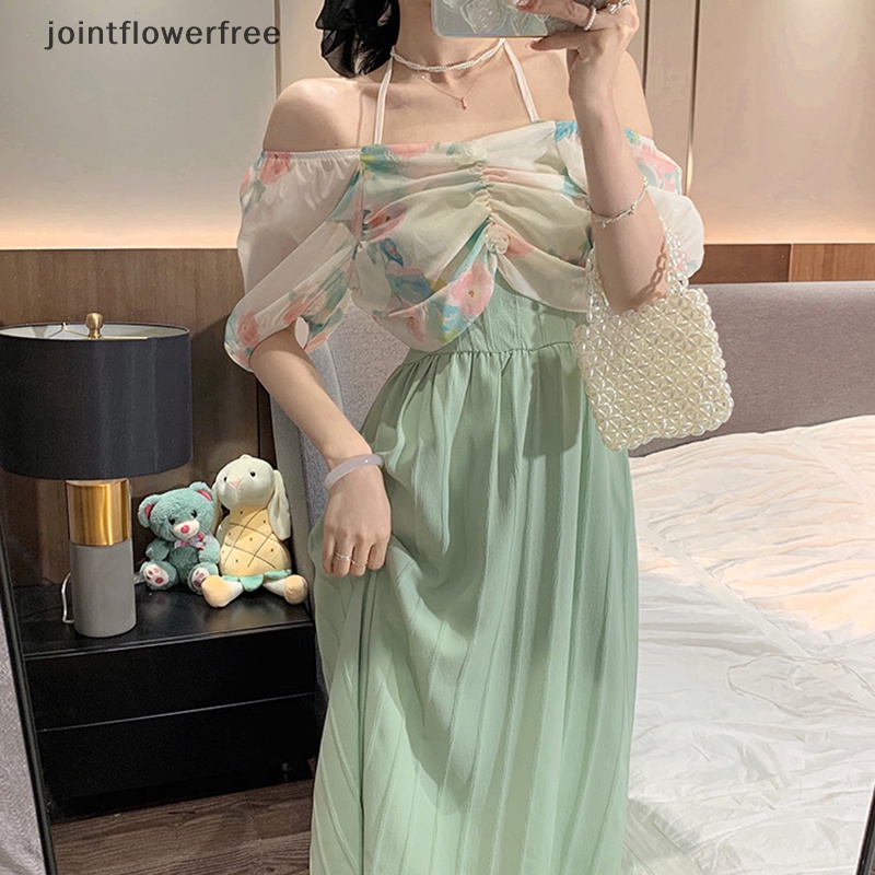 [FLVN] Đầm Trễ Vai Phối Lưới In Hoa Thanh Lịch Thời Trang Mùa Hè Hàng Mới Dành Cho Bạn Nữ