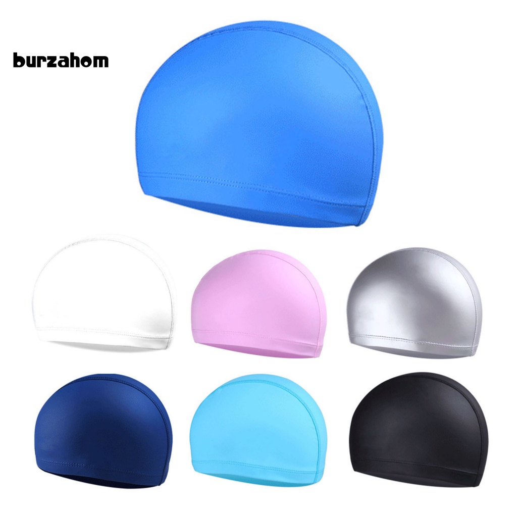 Mũ Bơi Chất Liệu Giả Da Mềm Mại Co Giãn Chống Trượt Chống Thấm Nước Màu Trơn Thời Trang Cho Nữ