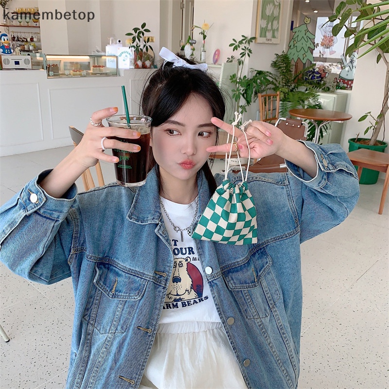 Beto Túi Đựng Mỹ Phẩm / Trang Sức / Trà / Hạt / Kẹo Bằng Vải Nhung Kẻ In Họa