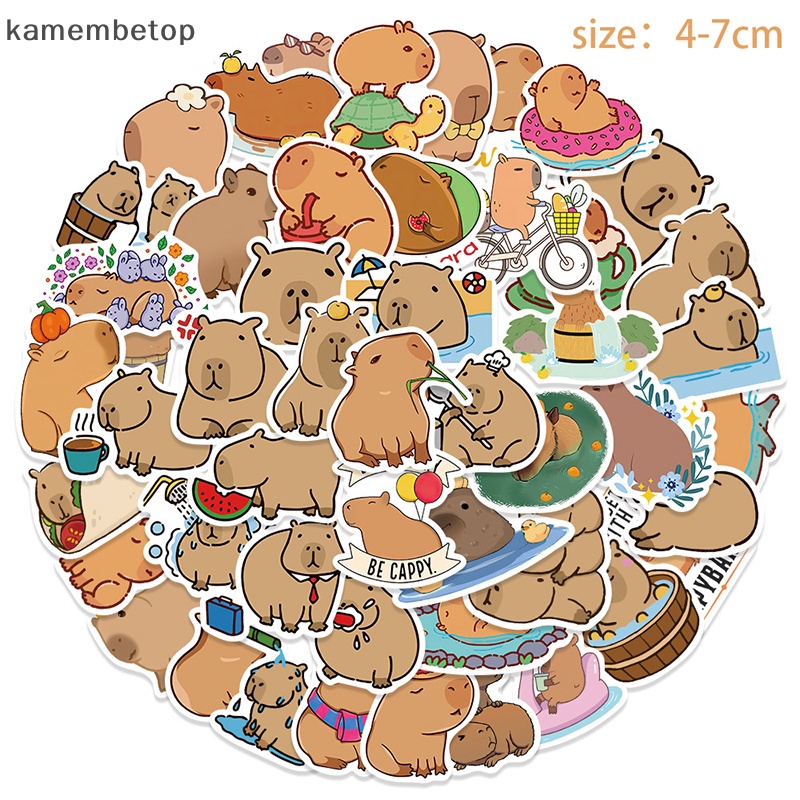 Bộ 50 Miếng Dán Capybara Dễ Thương Trang Trí Sổ Tay / Điện Thoại / Guitar