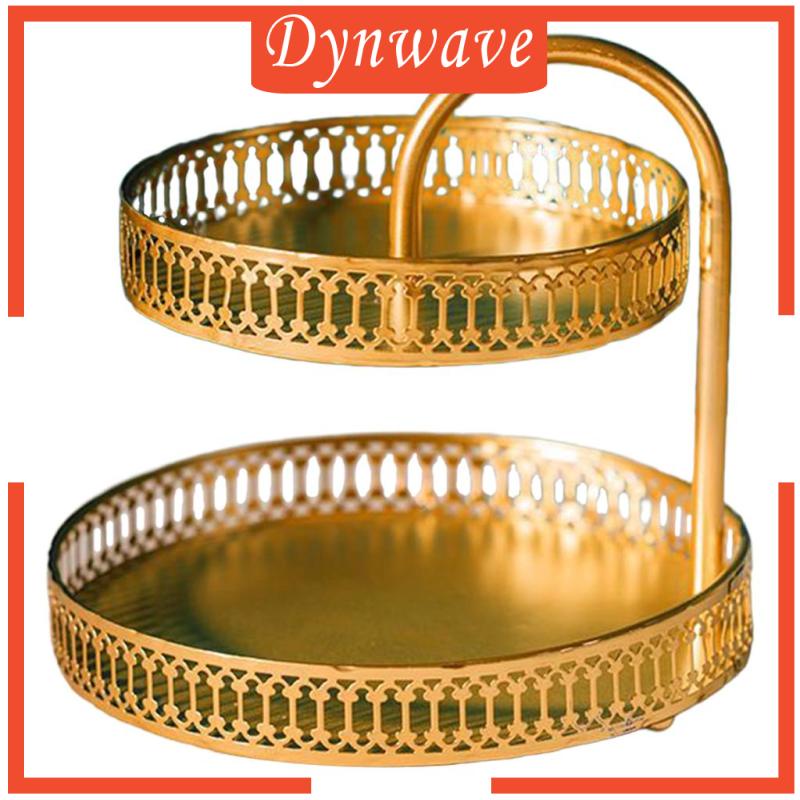 Khay Rỗng Đựng Mỹ Phẩm 2 Tầng Màu Vàng Kim Phong Cách Retro Trang Trí Nhà Tắm
