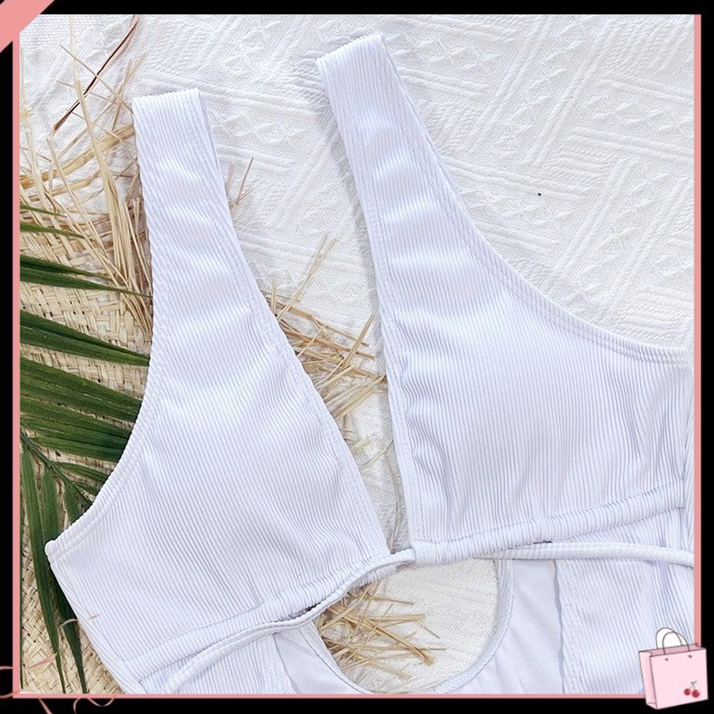 {Soltweter} Bộ Đồ Bơi Một Mảnh Dây Chéo Một Màu Trơn Khoét Rỗng Cho Nữ