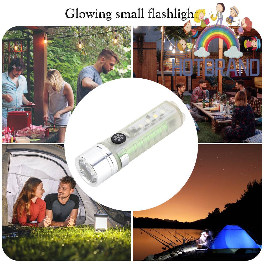 Đèn Pin Mini 1500mah Kèm Móc Câu Với 8 Chế Độ Chiếu Sáng