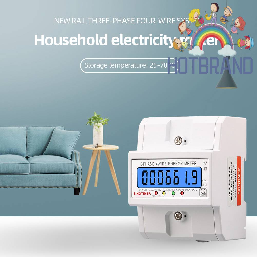 Đồng Hồ Đo Năng Lượng Mặt Trời 3 Pha 4 Dây 100A AC 3 * 230 / 400V