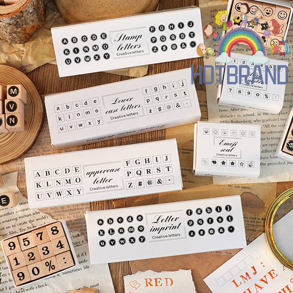 Bộ 30 Con Dấu Gỗ In Chữ Cái Và Số Trang Trí Thẻ