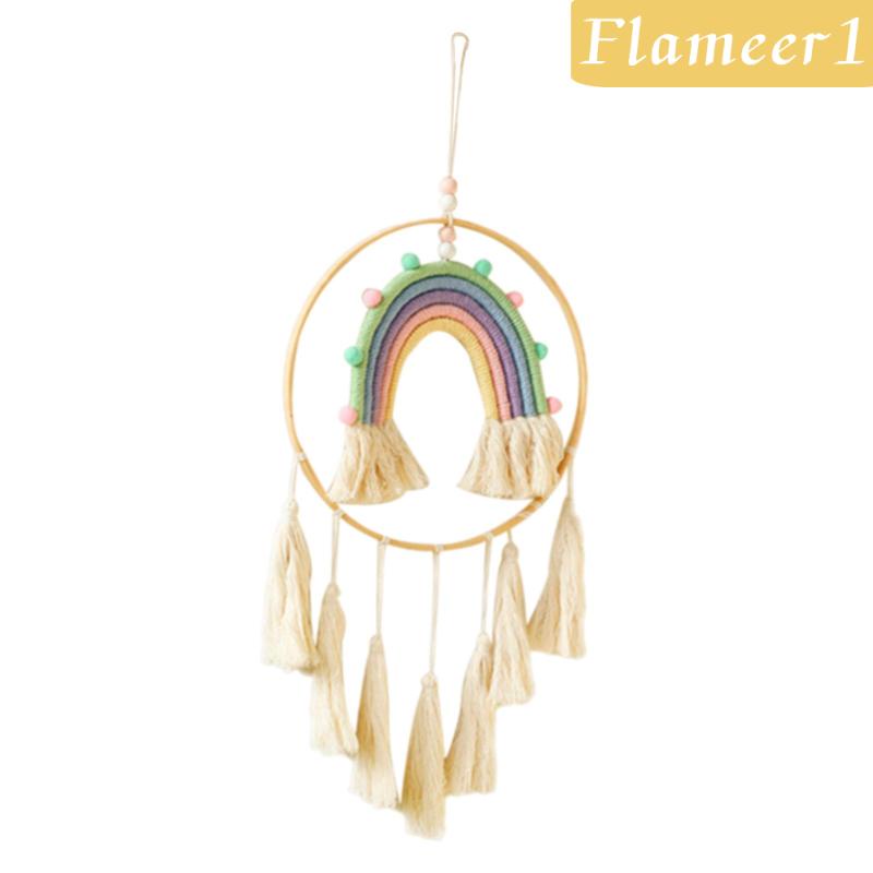 Thảm Macrame Treo Tường Trang Trí Phòng Khách Hình Cầu Vồng Nhiều Màu Hiện Đại