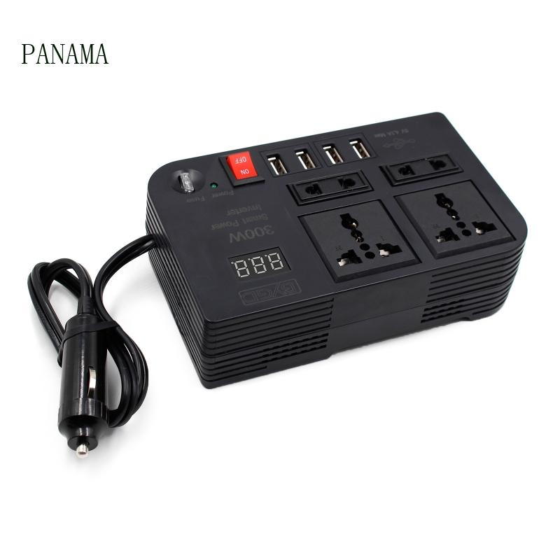 Nama Bộ Chuyển Đổi Nguồn Điện 300W DC12V Sang AC 220V Với 4 Cổng Sạc USB Cho Xe Hơi