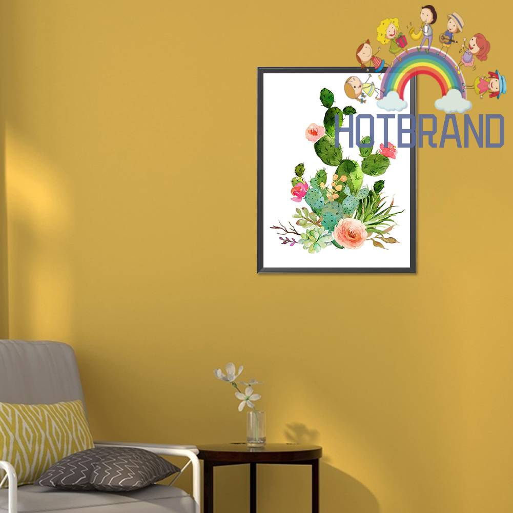 Tranh Đính Đá Kim Cương Toàn Bộ 5D DIY Hình Vẽ Cây Xương Rồng Trang Trí Nhà Cửa