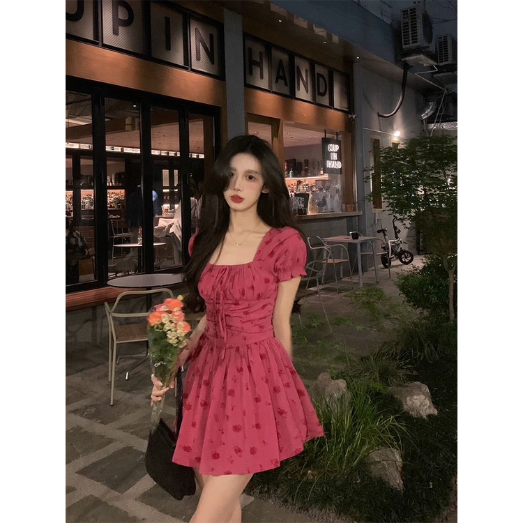 Váy Ngắn Eo Hẹp Eo Hẹp Phong Cách Mới &gt; Váy Hoa Berry &lt; Girl Slimmer Look Mùa Hè 7ZVN