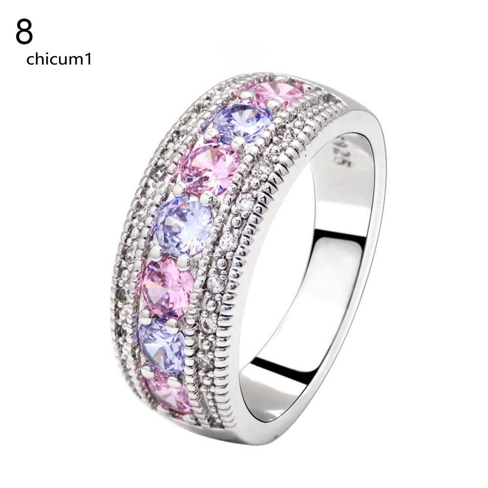 Nhẫn Đính Hôn Đính Đá Zircon Nhiều Màu
