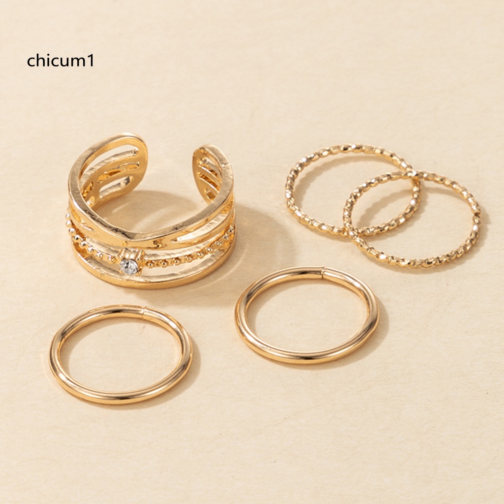 Set 5 Nhẫn Đeo Khớp Ngón Tay Màu Sắc Lấp Lánh Dễ Phối Đồ