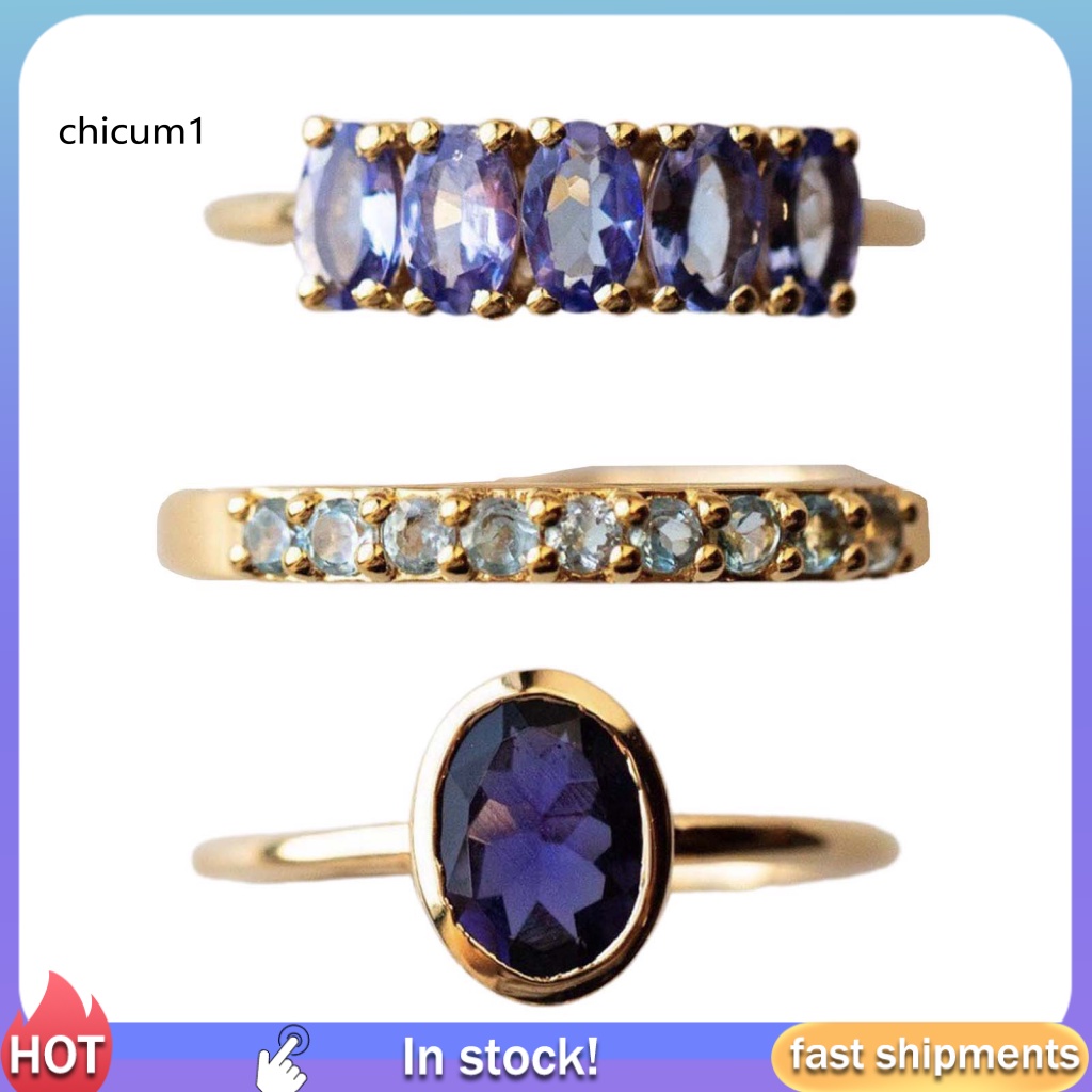 Set 3 Nhẫn Hợp Kim Bắt Mắt Sáng Tạo Thời Trang Cho Nữ