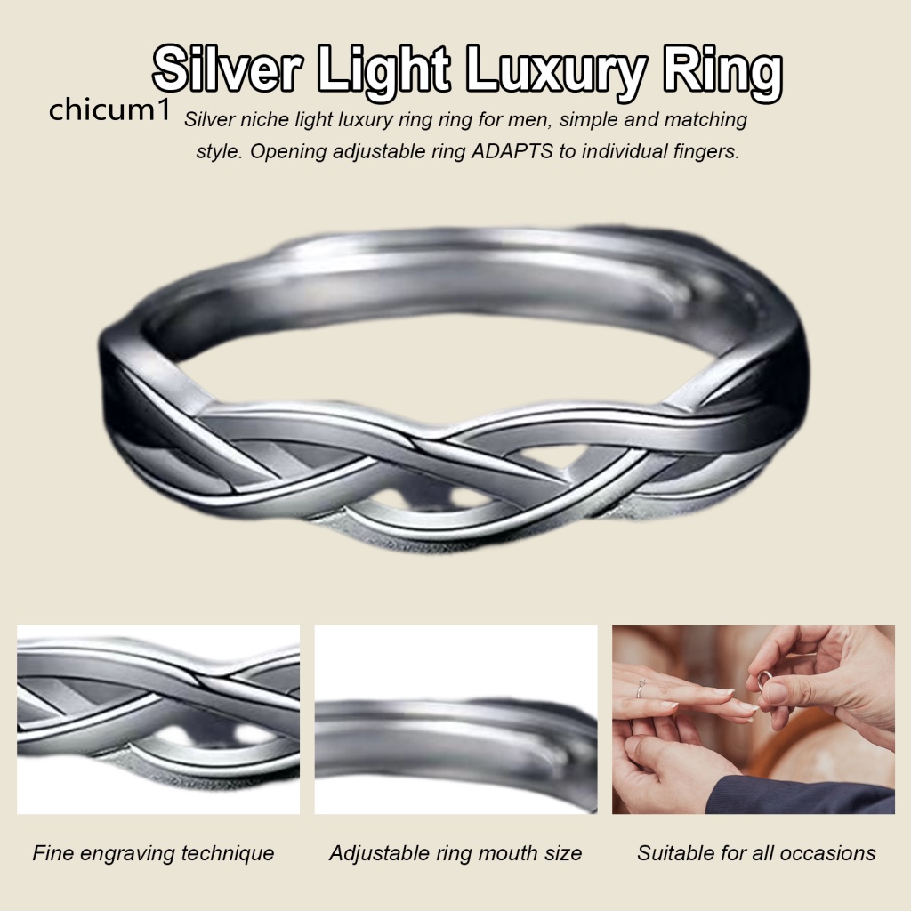 Nhẫn Nam Màu Bạc Sang Trọng Đa Năng Có Thể Điều Chỉnh Phù Hợp Với Mọi Loại Nhẫn