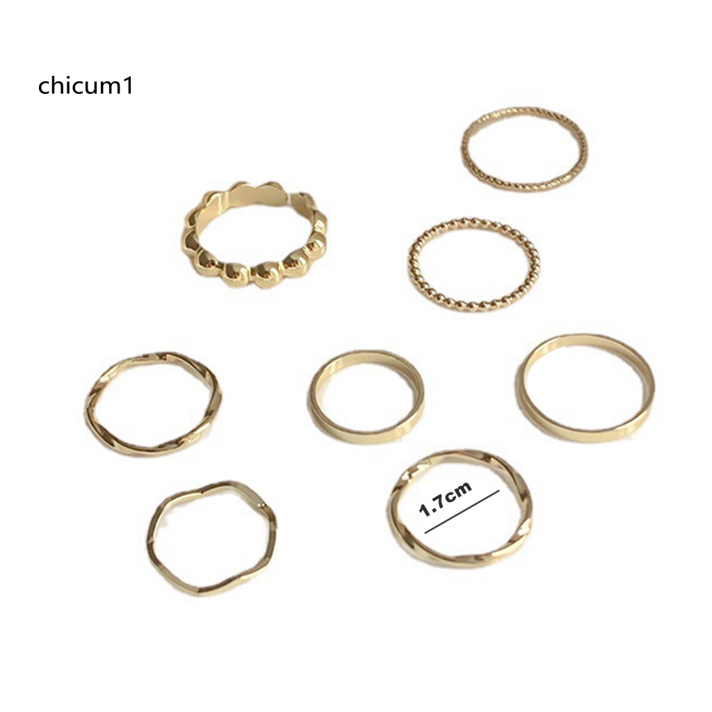 Set 8 Nhẫn Đeo Khớp Ngón Tay Mạ Điện Không Gây Dị Ứng Trang Trí Họa Tiết Hình Học Tinh Tế Thời Trang Tối Giản Cho Nữ
