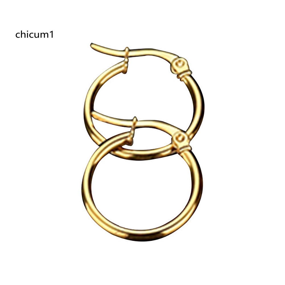 Khuyên Tai Tròn Lớn Bằng Thép Không Gỉ Độc Đáo Cho Nữ