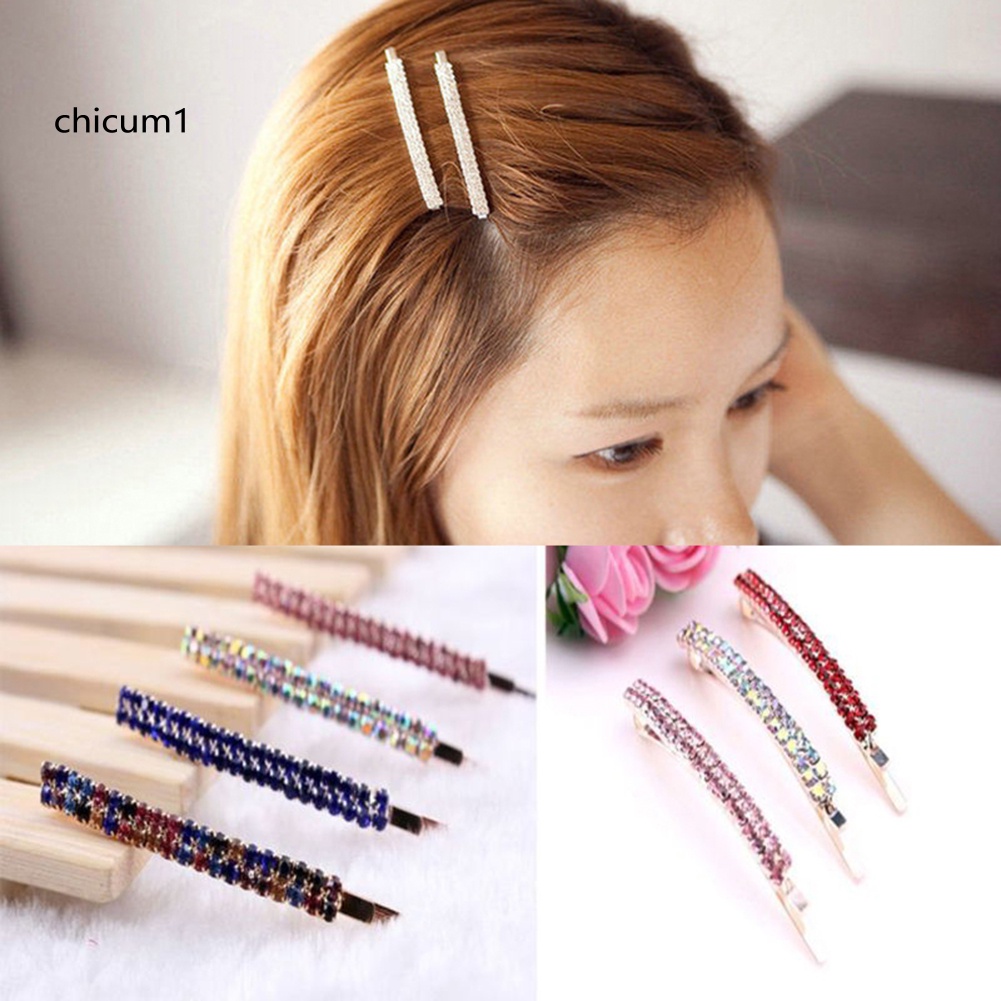Kẹp Tóc Đính Đá Hai Hàng Cho Nữ 1 Cái