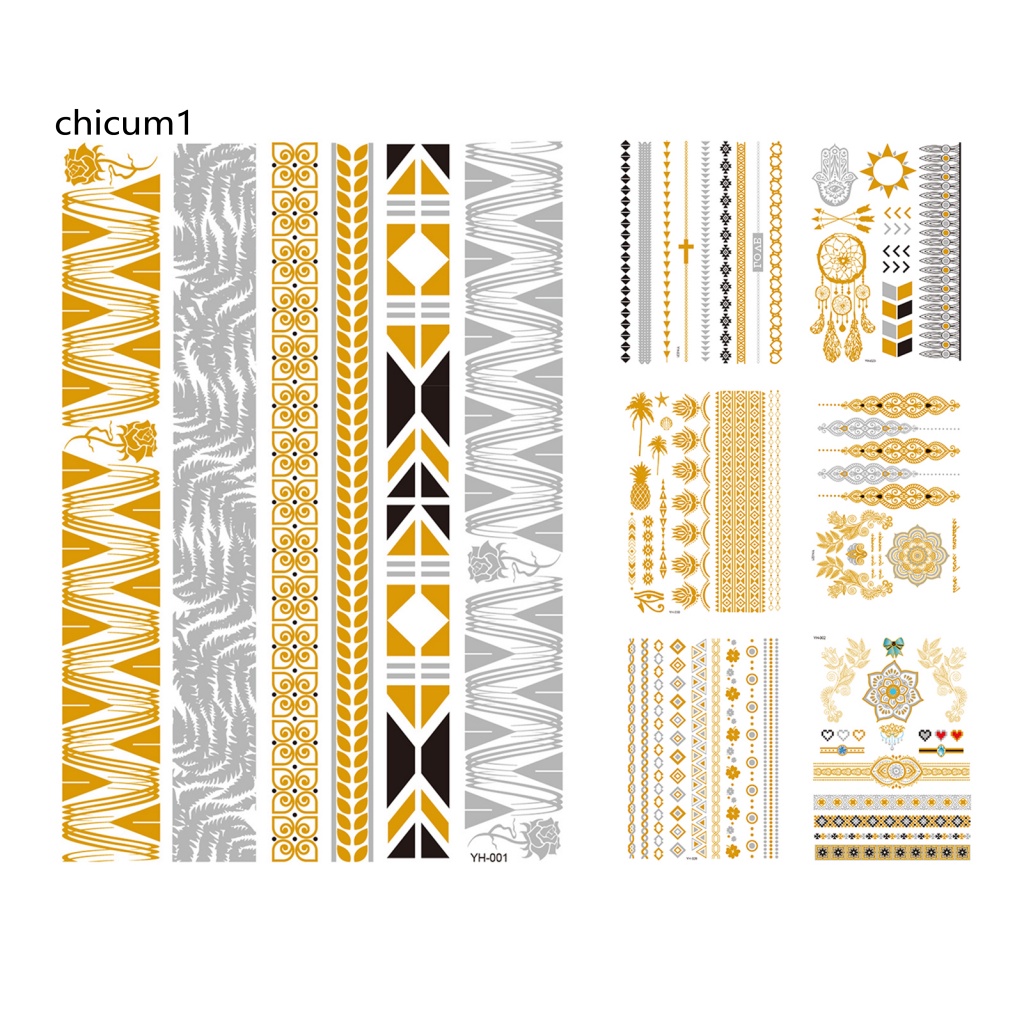 Hình Xăm Dán Tạm Thời CC Chống Nước Màu Sắc Ánh Kim