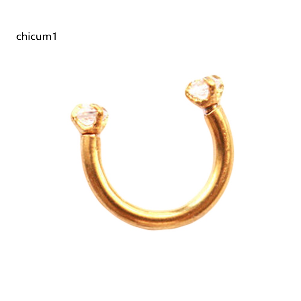 1 Khuyên Tai Unisex Hình Chữ U Đính Đá Sang Trọng