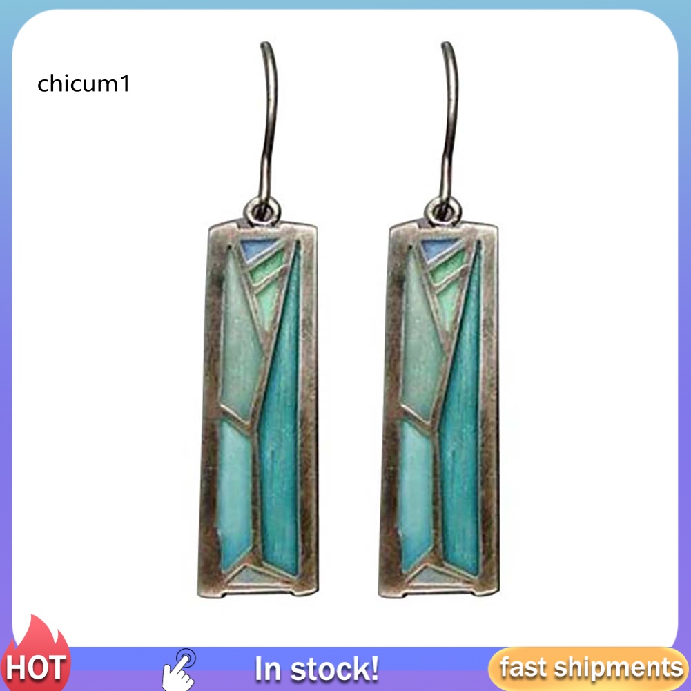 Khuyên Tai Dạng Móc Đính Đá Labradorite Giả Lửa Nhiều Màu Cổ Điển Cho Nữ