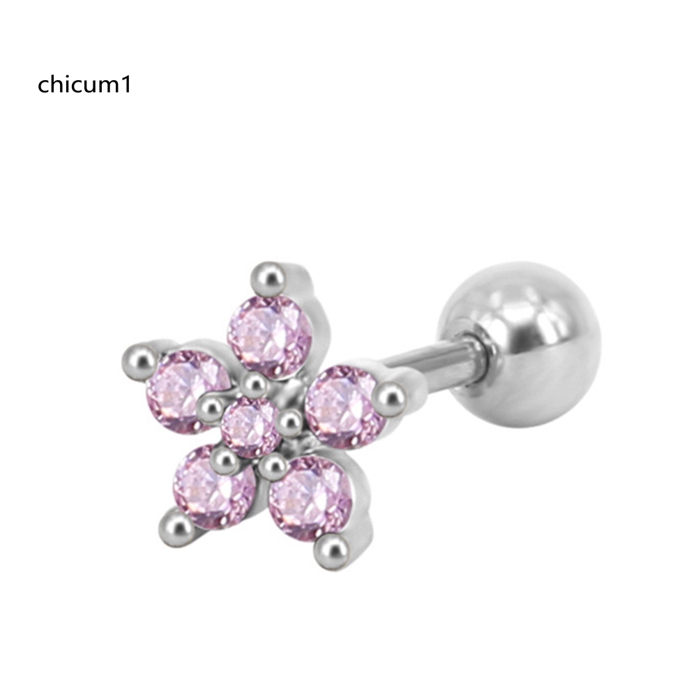 1 Khuyên Xỏ Vành Tai Đính Đá Zircon Thời Trang Nữ