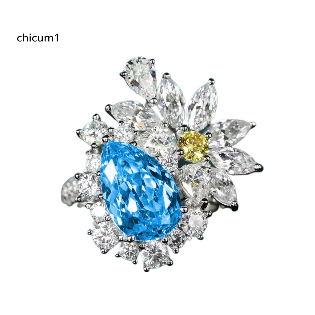 Nhẫn Hở Mạ Bạc / Vàng Đính Đá Topaz Nhân Tạo Hình Hoa Thời Trang Dành Cho Nữ