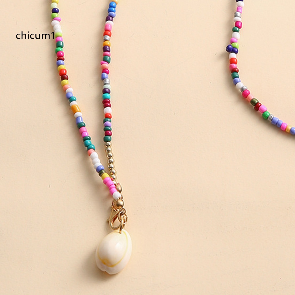 Vòng Cổ Choker Hai Lớp Bằng Vỏ Sò Nhiều Màu Phong Cách Bohemian