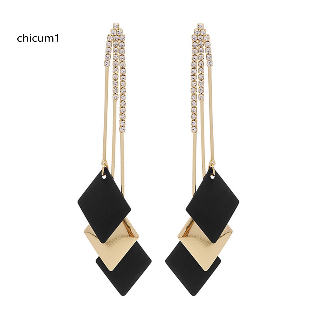 1 Cặp Bông Tai Tua Rua Đính Đá Màu Sắc Tương Phản Phong Cách Bohemian