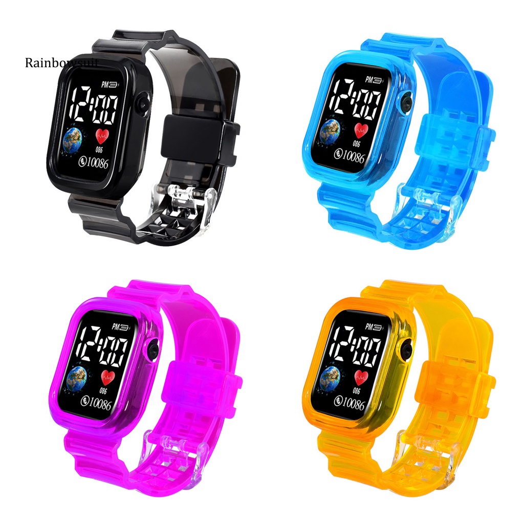 Đồng Hồ Điện Tử Đèn LED Kỹ Thuật Số Chống Nước Thời Trang Thể Thao Cho Bé Trai &amp; Gái