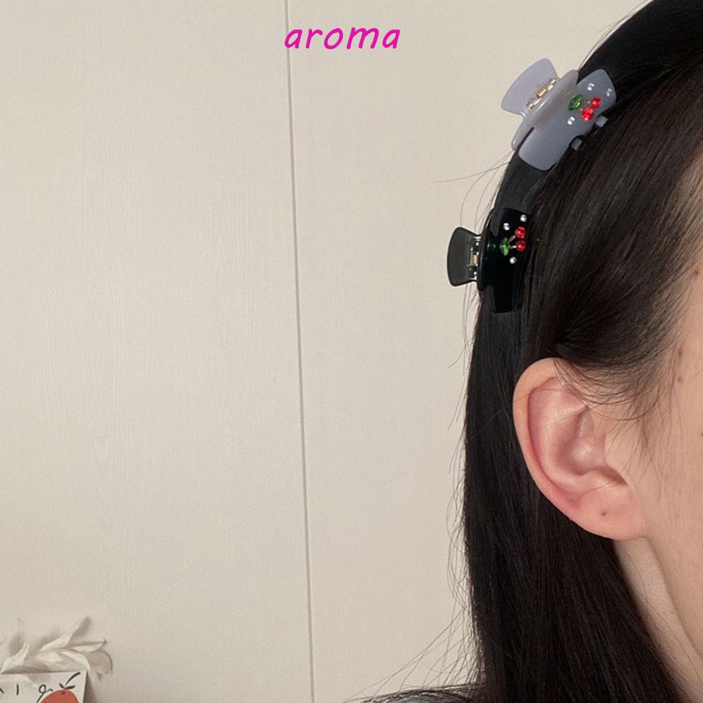 AROMA Kẹp Tóc Hình Quả Cherry Đính Đá Xinh Xắn Cho Nữ